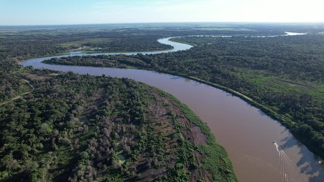 Aerial view of the city of Porto Jofre, Rio Cuiab&aacute;, Pantanal, Cuiab&aacute;, Brazil