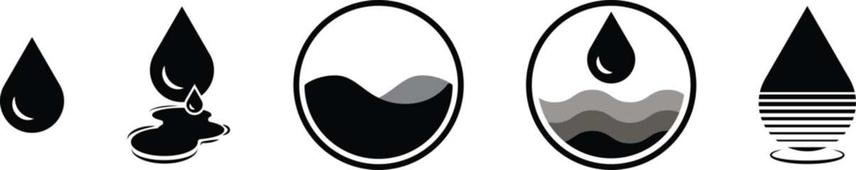 Water drop icon set. Drop of water. Vector illustration