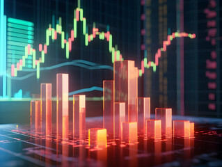Fototapeta premium Financial data document, graph chart report statistic, marketing research development planning management, strategy analysis accounting, Financial business technology hologram concept. 