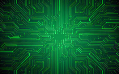 circuit board electronic or electrical line on green engineering technology concept