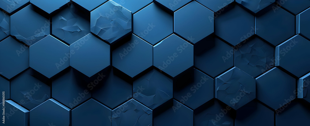 Poster abstract 3d hexagonal pattern background in blue tones. modern, geometric, and textured design for t