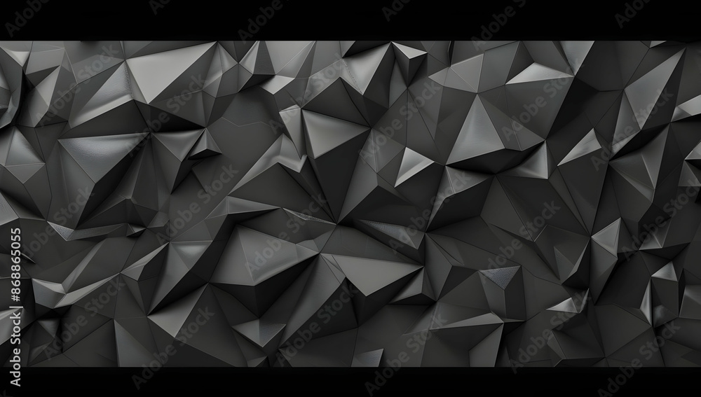 Poster abstract black geometric background with sharp, angular shapes and textured surface creating a moder