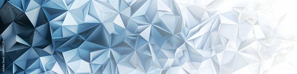 Poster abstract geometric polygonal background with shades of blue and white, creating a modern and dynamic