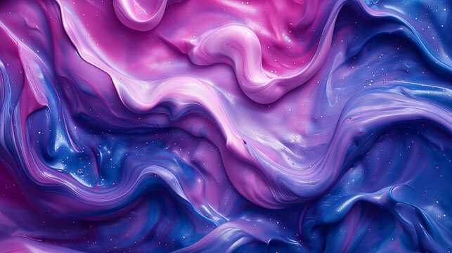 Surreal Acid-Washed Denim Fabric in Vibrant Blues and Purples