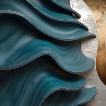 Abstract dark blue concrete stone wall paper texture background banner panorama generative AI