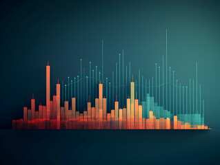 Financial data document, graph chart report statistic, marketing research development planning management, strategy analysis accounting, Financial business technology hologram concept. 