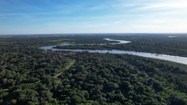 Aerial view of the city of Porto Jofre, Rio Cuiab&aacute;, Pantanal, Cuiab&aacute;, Brazil