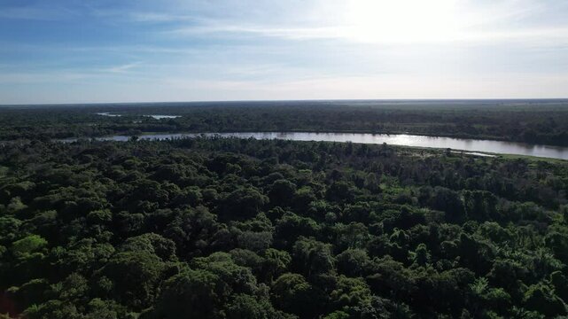Aerial view of the city of Porto Jofre, Rio Cuiab&aacute;, Pantanal, Cuiab&aacute;, Brazil