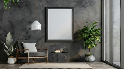 Portrait frame in a stylish home 'mock up' for social media use