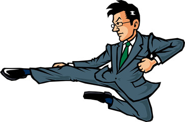 businessman kicking
