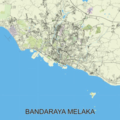 Bandaraya Melaka, Malaysia map poster art
