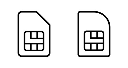 Obraz premium Sim card icon vector isolated on white background. Mobile slot icon. Mobile cellular phone sim card chip.