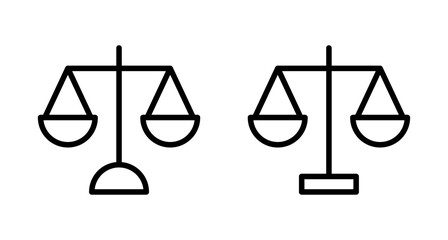 Scales icon vector isolated on white background . Law scale icon. Justice sign