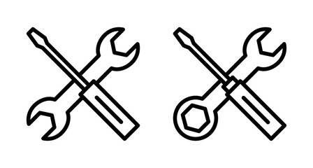 Repair icon vector isolated on white background. Wrench and screwdriver icon. settings vector icon. Maintenance. tools