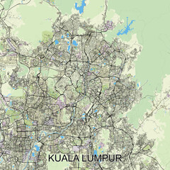 Kuala Lumpur, Malaysia map poster art