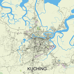 Kuching, Malaysia map poster art