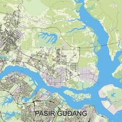 Fototapeta premium Pasir Gudang, Malaysia map poster art