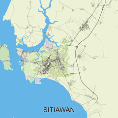 Sitiawan, Malaysia map poster art