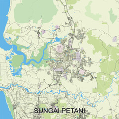 Fototapeta premium Sungai Petani, Malaysia map poster art