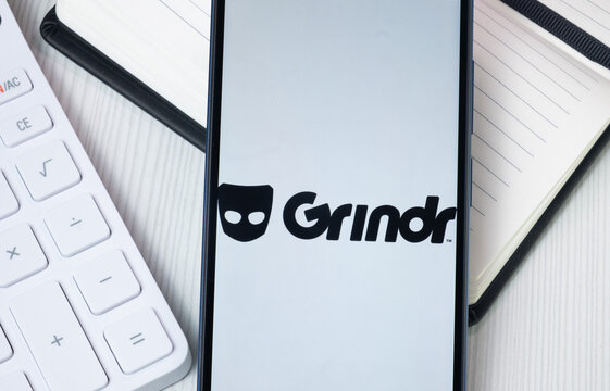 New York, USA - 30 June 2024: Grindr Logo on Phone Screen, Company Icon