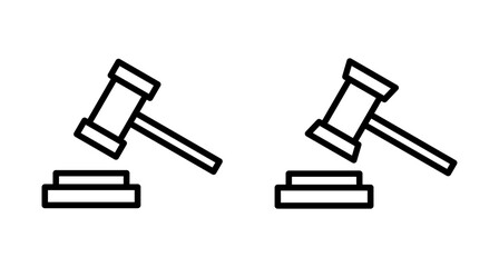 Gavel icon vector isolated on white background. Hammer icon vector. Judge Gavel Auction Icon Vector. Bid