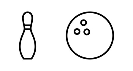 Bowling game Pin Icon vector isolated on white background. Bowling icon, ball and pin