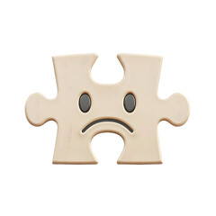 Obraz premium Puzzle piece with crying expression, PNG image, isolated object