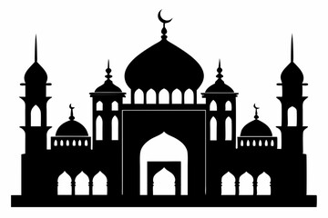isolated black silhouette of a mosques collection, black silhouette mosque vector illustration