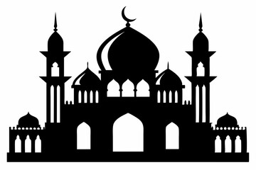 isolated black silhouette of a mosques collection, black silhouette mosque vector illustration
