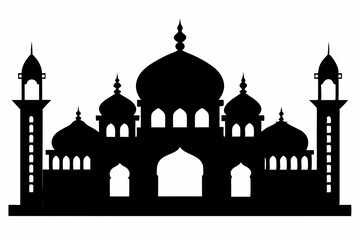 isolated black silhouette of a mosques collection, black silhouette mosque vector illustration