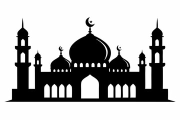isolated black silhouette of a mosques collection, black silhouette mosque vector illustration