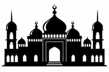 isolated black silhouette of a mosques collection, black silhouette mosque vector illustration