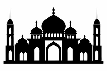 isolated black silhouette of a mosques collection, black silhouette mosque vector illustration