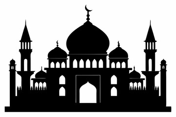isolated black silhouette of a mosques collection, black silhouette mosque vector illustration