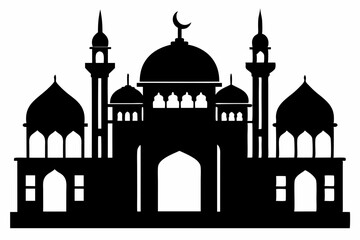isolated black silhouette of a mosques collection, black silhouette mosque vector illustration