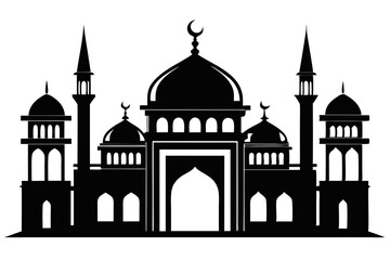 isolated black silhouette of a mosques collection, black silhouette mosque vector illustration