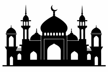 isolated black silhouette of a mosques collection, black silhouette mosque vector illustration