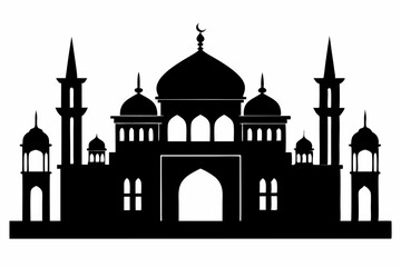 isolated black silhouette of a mosques collection, black silhouette mosque vector illustration