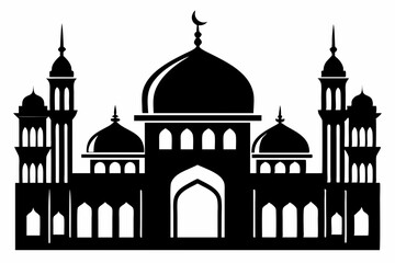 isolated black silhouette of a mosques collection, black silhouette mosque vector illustration