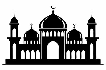 isolated black silhouette of a mosques collection, black silhouette mosque vector illustration