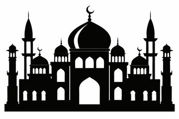 isolated black silhouette of a mosques collection, black silhouette mosque vector illustration
