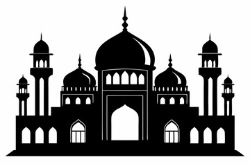 isolated black silhouette of a mosques collection, black silhouette mosque vector illustration