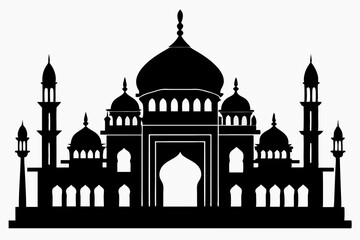 isolated black silhouette of a mosques collection, black silhouette mosque vector illustration