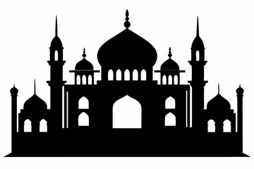 isolated black silhouette of a mosques collection, black silhouette mosque vector illustration