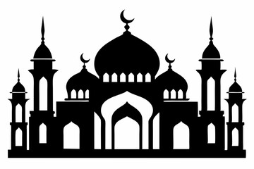 isolated black silhouette of a mosques collection, black silhouette mosque vector illustration