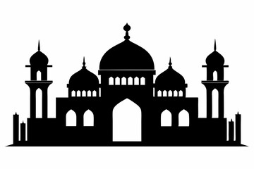 isolated black silhouette of a mosques collection, black silhouette mosque vector illustration