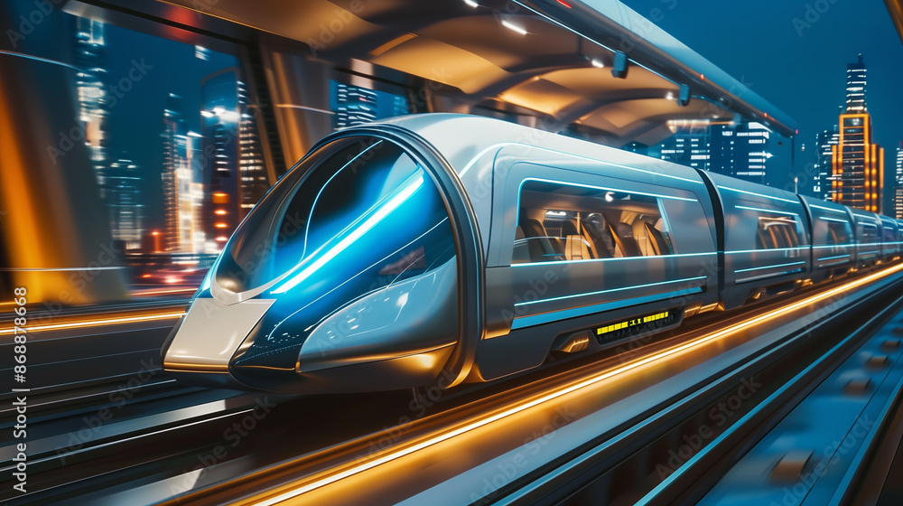 Poster high speed bullet train based on hyper loop system