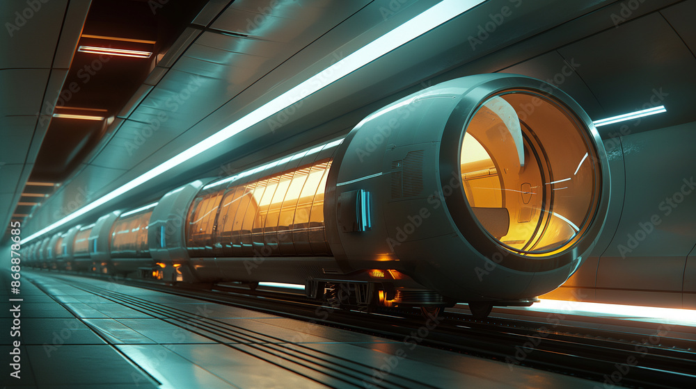 Poster high speed bullet train based on hyper loop system