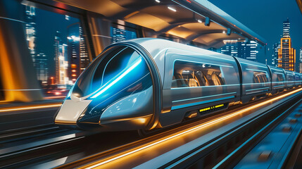 Fototapeta premium high speed bullet train based on hyper loop system 