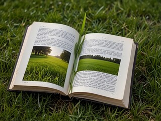 Open Book On Grass